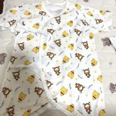 【美品】プーさん柄 短肌着3着＋長肌着2着セット 新生児用