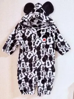 【ベビー服】ミッキー柄フリースロンパース　★サイズ50-70cm