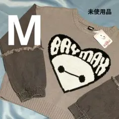 【未使用品・М】ディズニー◆ベイマックス◎セーター◎ニット+デニム素材
