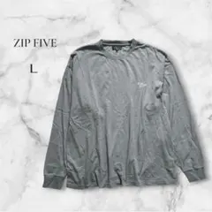 【ジップファイブ 】ZIP FIVE ロンT Lサイズ グレー バックプリントのサムネイル