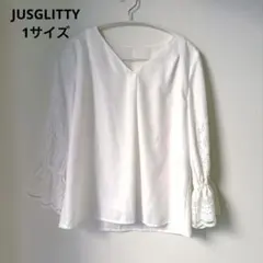 1サイズJUSGLITTYジャスグリッティーカットレース袖ブラウス白ブラウス