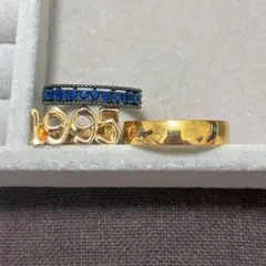 メンズ ブラック ゴールド ブラック ブルー ストーン 1995