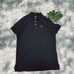 アバクロ (L) 半袖 ポロシャツ 刺繍ロゴ リラックスフィット