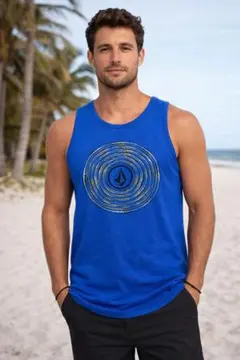 美品 タンクトップ メンズM ブルー 100%コットン 人気ブランド 夏コーデ