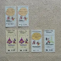東京ディズニーランド 使用済みチケット 6枚セット 10周年 レトロのサムネイル