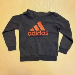 adidas フード付きパーカー 黒/オレンジ　130㎝