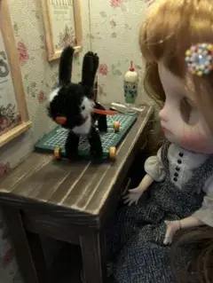 モールアート　ブチウサギ　ミニチュア