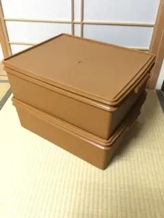 タッパーウェア　スーパーケース　ブラウン　2個セット　美品