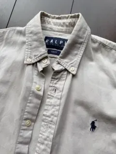 Ralph Lauren　レディース　定番BDシャツ　ベージュ　サイズ2　刺繍