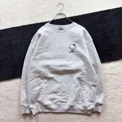 ✨ハローキティ/M-L/グレー/ロゴ/スウェット/裏起毛/前後刺繍あり