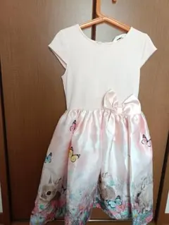 うさぎと蝶のプリントドレス ピンクのサムネイル