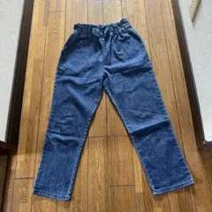 ダークブルー ストレートパンツ ゴムウエスト