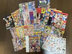 少年ジャンプ特典ステッカー他、付録の詰め合わせ（特別色紙、クリアファイル等） ②