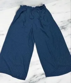 【美品】earth music & ecology ドット柄ワイドパンツ　ゴム