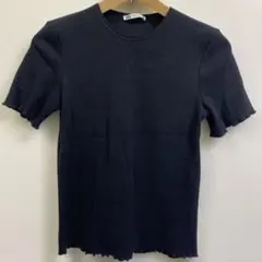 ZARA リブ半袖カットソー ブラック Mサイズのサムネイル