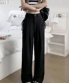 SHEIN 女性用 無地 ストレート ハイウエスト ゆとりのあるスーツパンツ
