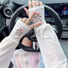 NO.16アームカバーUVカット手袋ロング丈軽量ドライブ日焼け防止薄手レース