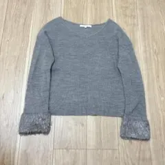 アンタイトル ニット カジュアル 灰 2 普段着 リブ ボリューム袖 日本製