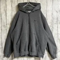 00s ナイキ コットンアノラックパーカー XL チャコールグレー 刺繍4923