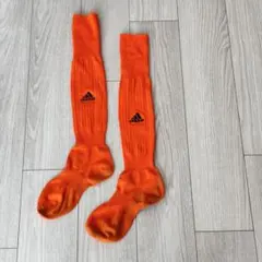 adidas オレンジ　スポーツハイソックス靴下 ストライプ25-27 サッカー