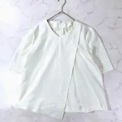 スーツセレクト アシンメトリー 半袖ブラウス M ラップ 通勤 オフィス 綺麗めのサムネイル