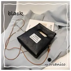 【新商品】レザーミニショルダーバッグ 2way ロゴワッペン ブラック