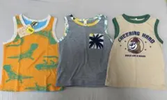恐竜柄・ポケット付き・タンクトップ3点セット　100
