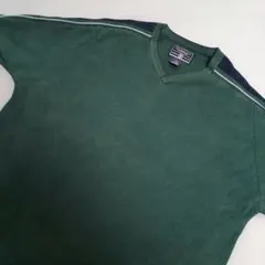 難アリ アメリカンイーグル Vネック コットンニット サイズL グリーン