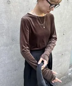 【 feepur 】シアーベロアロンTee ブラウン