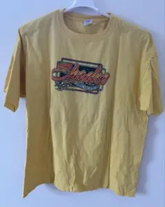 90s/USA製/Tシャツ/2X/コットン/イエロー/バックプリント/