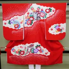 正絹 七歳お祝い着 長襦袢セット 赤 金彩 桜 鞠 - メルカリ