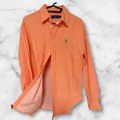 ラルフローレン シャツ M オレンジ コットン100% ロゴ刺繍
