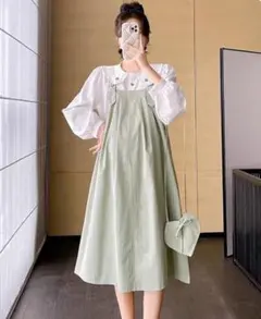 マタニティ 2 点セット キャミワンピ ブラウス 春 秋 L サイズ 人気