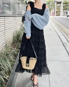 新品タグ付き SNIDEL ショルダーリボンキャミワンピース サイズ1