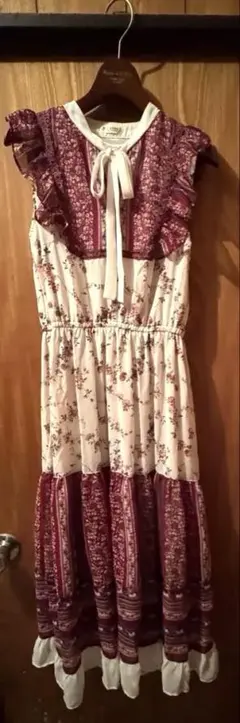 axes femme アクシーズ 花柄 ロングワンピース M