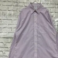 ブルックスブラザーズ長袖シャツ！パープル　チェックL 0303