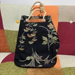 一澤信三郎帆布　草花文様　黒のサムネイル