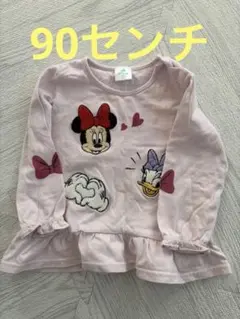 ミニーマウス 刺繍 長袖カットソー 90cm ディズニー　ロンT