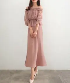 パーティードレス　結婚式ドレス　お呼ばれドレス　オケージョンドレス　コンビワンピ