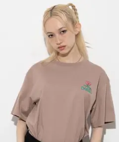 X-girl 半袖 Tシャツ ブラウン 花柄 バックプリントのサムネイル