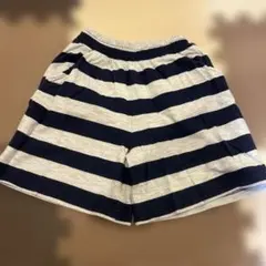 美品　ストライプ 半ズボン 100cm ネイビーグレー
