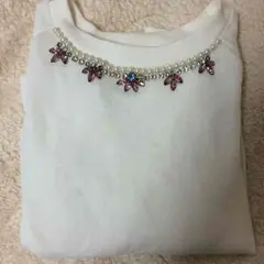 【美品】ビジュー付きスエットトップス