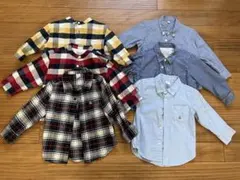 長袖シャツ6着セット 100cm チェック柄・無地