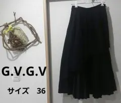 【G.V.G.V】黒 アシンメトリー プリーツスカート　ウール混　希少