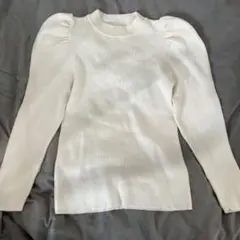 INGNI ホワイト リブ編み パフスリーブ 長袖ニット