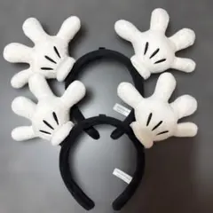 ミッキー手型カチューシャ（白黒）2点セット