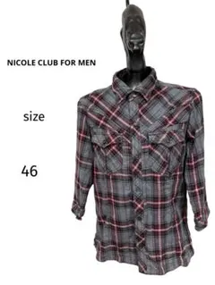 NICOLE CLUB FOR MEN カジュアル　チェックシャツ　サイズ46のサムネイル