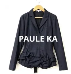 美品　PAULE KA ポールカ フリルジャケット ネイビー 36 S-M 上品のサムネイル