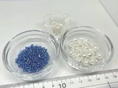 [5]ビーズセット 青ビーズと パール　穴あき