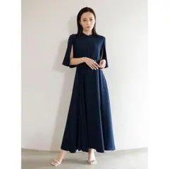 anuans スリットスリーブフレアワンピース